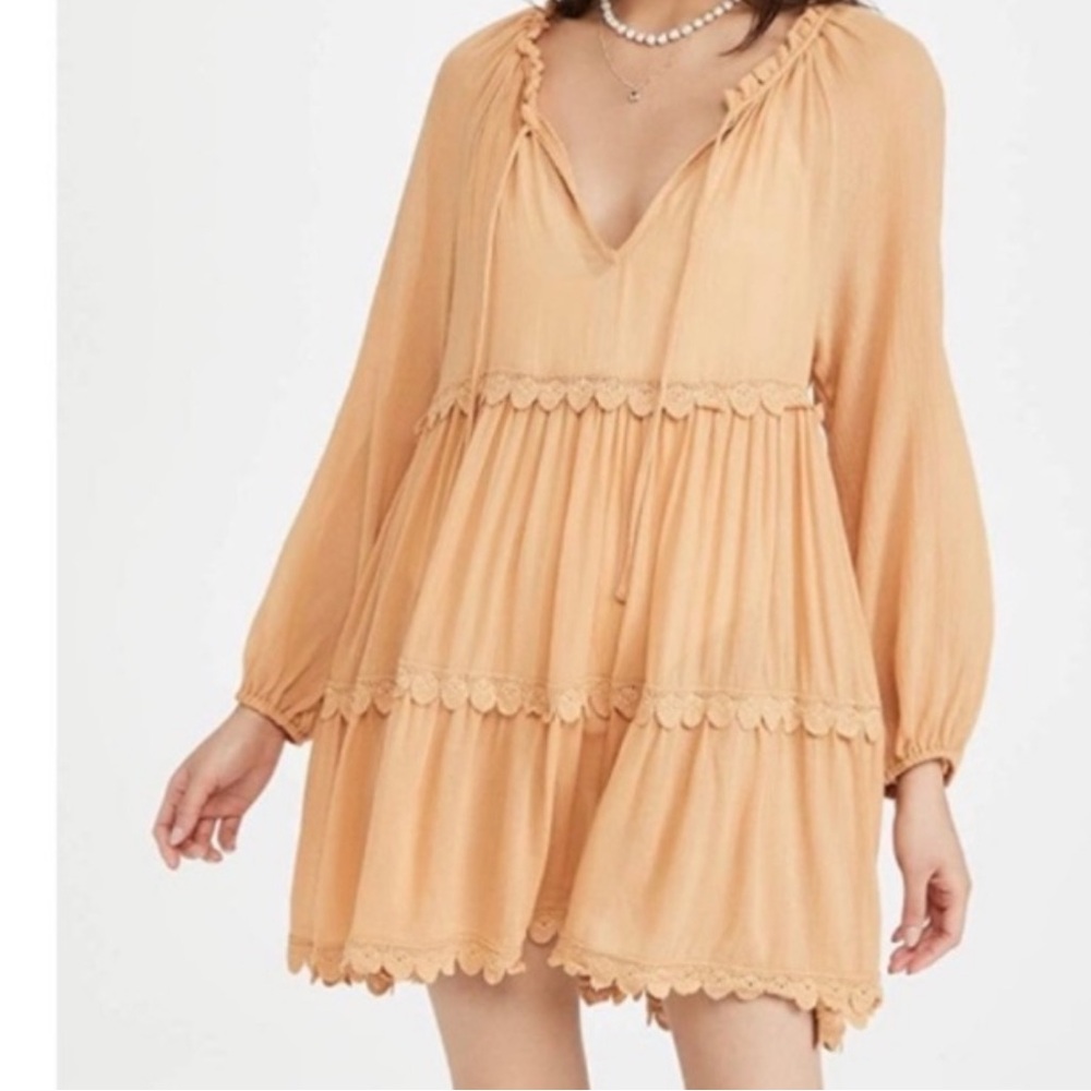 NWT Eberjey Cotton Long Sleeve Mini Dress Swim Cover medium